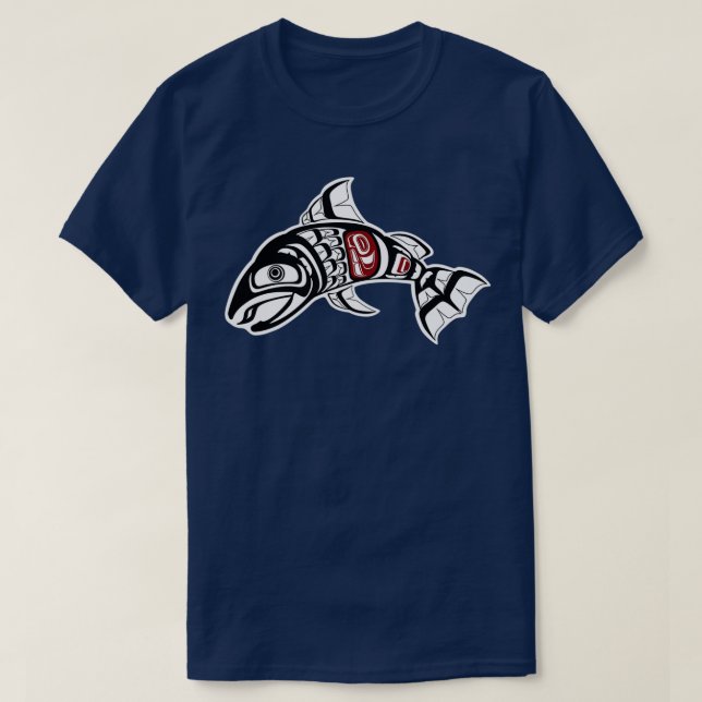 Pacific Northwest Kusten Salmon design fish native T Shirt (Design framsida)