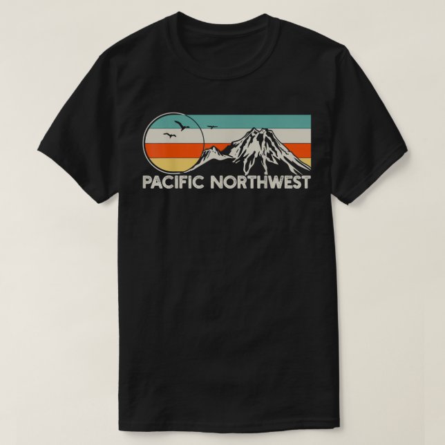 Pacific Northwest Mountain Retro T Shirt (Design framsida)