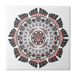 Pacific Northwest Native American Art Mandala Kakelplatta
