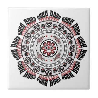 Pacific Northwest Native American Art Mandala Kakelplatta