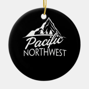 Pacific Northwest PNW Utomhus Träd Mountain Julgransprydnad Keramik