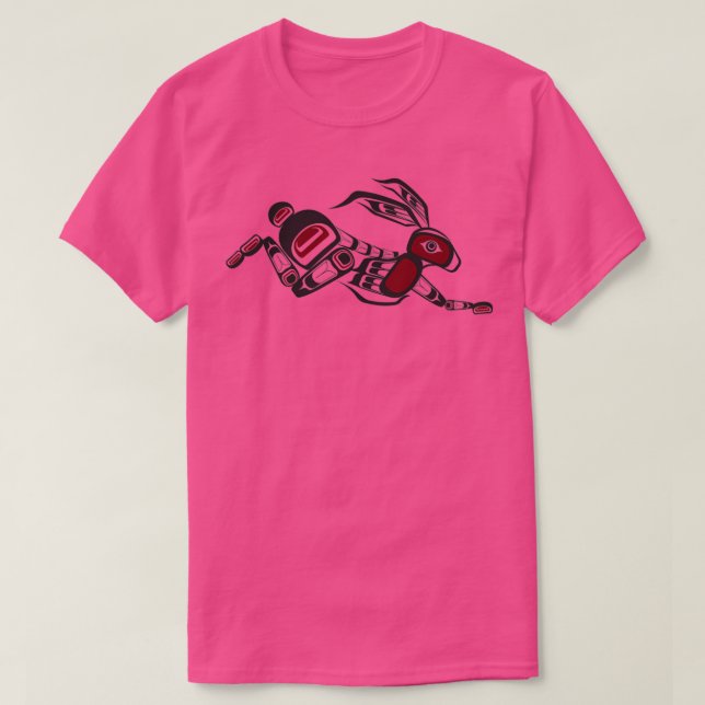 Pacific Northwest Rabbit coastal Salish Haida nort T Shirt (Design framsida)