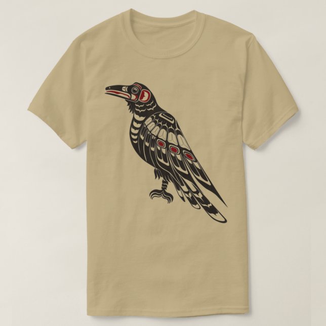 Pacific Northwest Raven native american salis för T Shirt (Design framsida)