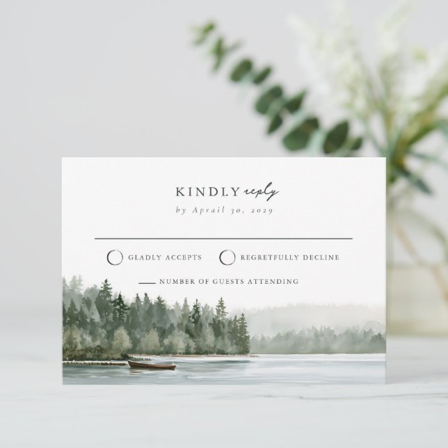 Pacific Northwest roddbåt sjö bröllop RSVP-kort  Tilläggskort (Stående Fram)