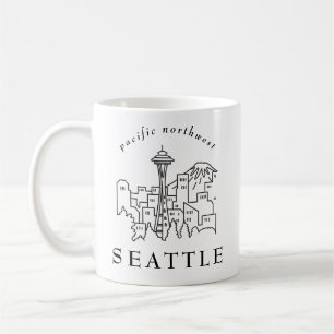 Pacific Northwest Seattle Skyline Disline Minimal Kaffemugg