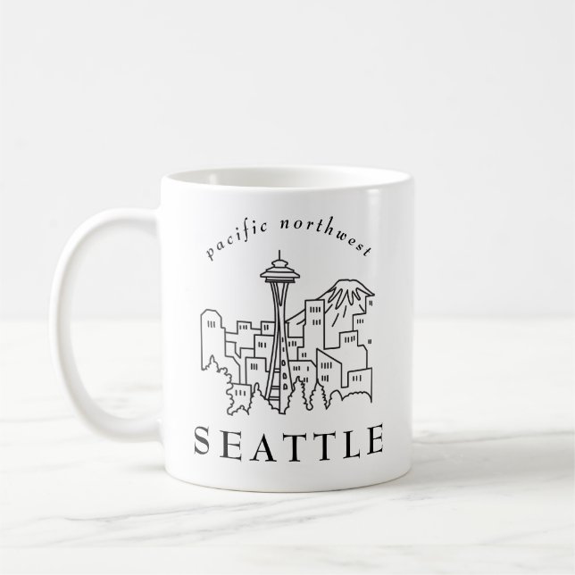 Pacific Northwest Seattle Skyline Disline Minimal Kaffemugg (Vänster)