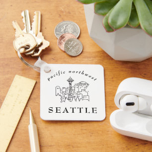 Pacific Northwest Seattle Skyline Disline Minimal Nyckelring