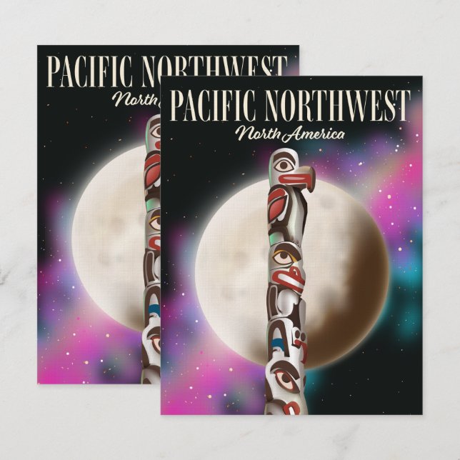 Pacific Northwest Totem-affisch för resor (Fram/baksida)