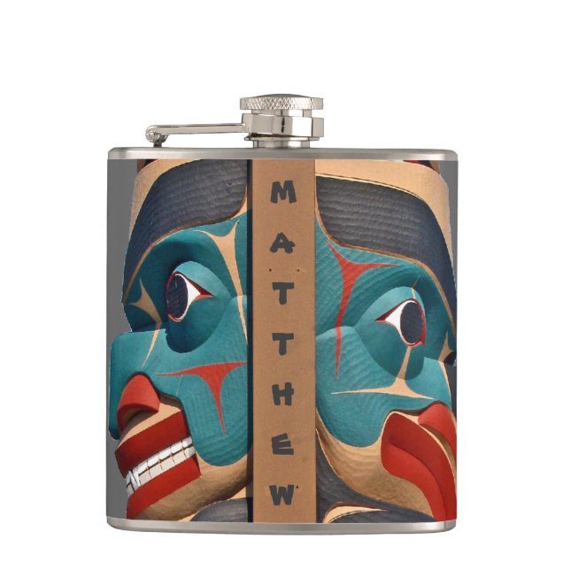 Pacific Northwest Totem Design Flask Fickplunta (Framsidan)