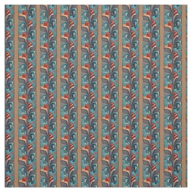 Pacific Northwest Totem Pole Design Fabric Tyg (Provkarta)
