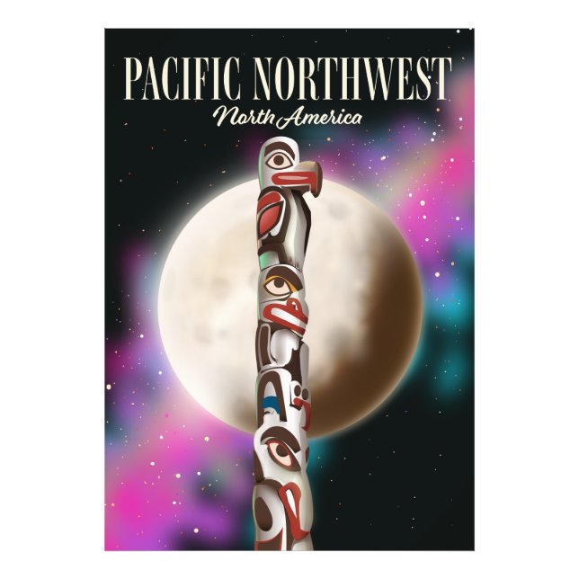 Pacific Northwest Totem pole resa affisch Fototryck (Framsidan)