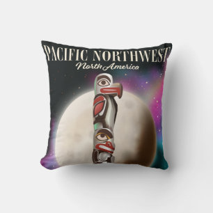 Pacific Northwest Totem-pole-reseaffisch T-Shirt Kudde