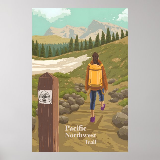 Pacific Northwest Trail Reseskylt Poster (Framsidan)