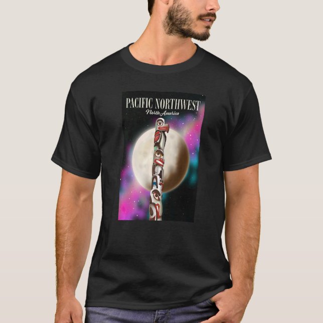 Pacific Northwest Travel Poster T Shirt (Framsida)