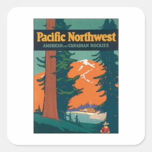 Pacific Northwest Vintage Fyrkantigt Klistermärke