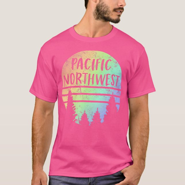 Pacific Northwest Weasted Rainbow Hiking Camping T Shirt (Framsida)