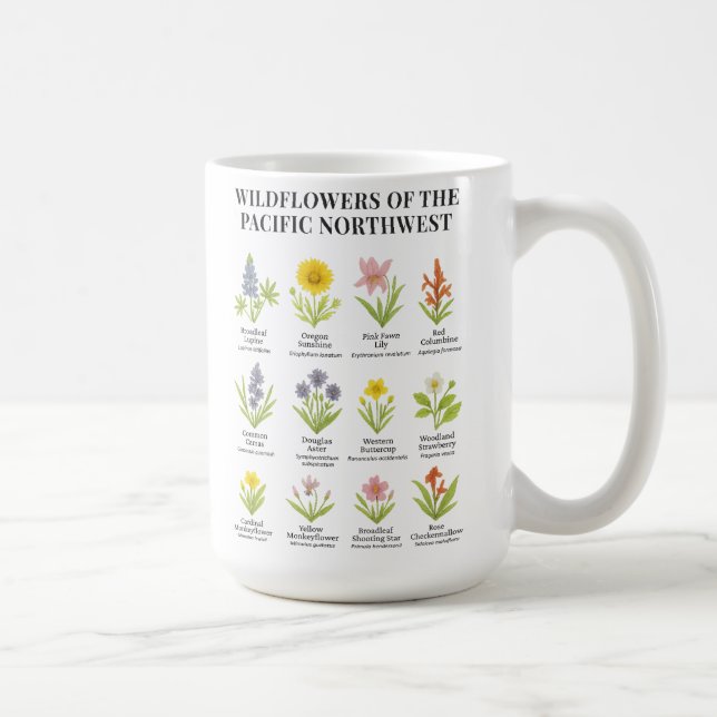 Pacific Northwest Wildblommor - Watercolor Stil Kaffemugg (Höger)