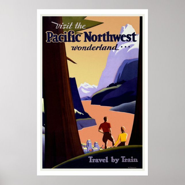 Pacific Northwest Wonderland US Vintage resor Poster (Framsidan)