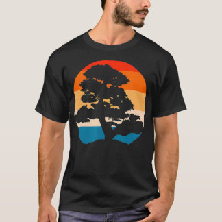 Pacific Ocean Beach Bonsai Träd Retro Vintage Bon T Shirt