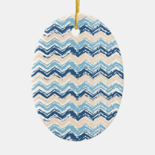 Pacific Ocean Chevron Mönster Julgransprydnad Keramik