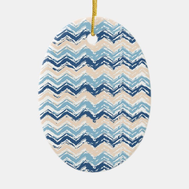 Pacific Ocean Chevron Mönster Julgransprydnad Keramik (Framsidan)