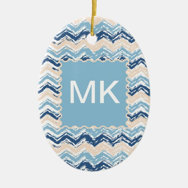 Pacific Ocean Chevron Mönster Julgransprydnad Keramik (Framsidan)