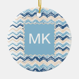 Pacific Ocean Chevron Mönster Julgransprydnad Keramik