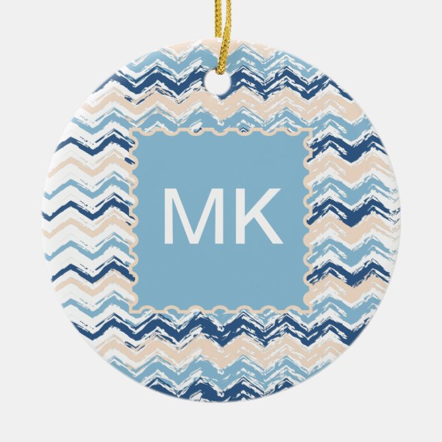 Pacific Ocean Chevron Mönster Julgransprydnad Keramik (Framsidan)