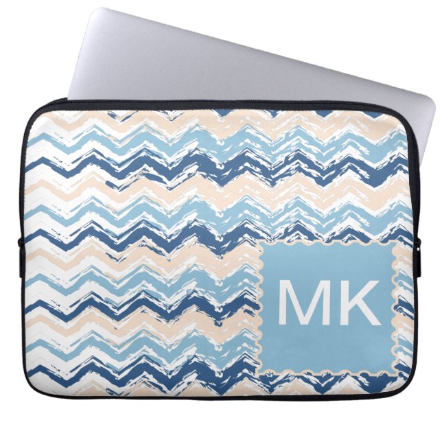 Pacific Ocean Chevron Mönster Laptop Fodral (Framsidan)