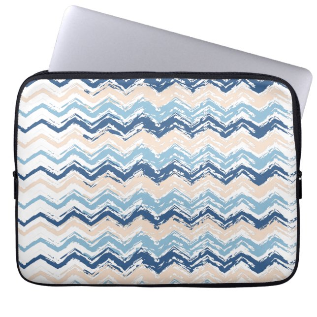Pacific Ocean Chevron Mönster Laptop Sleeve (Framsidan)