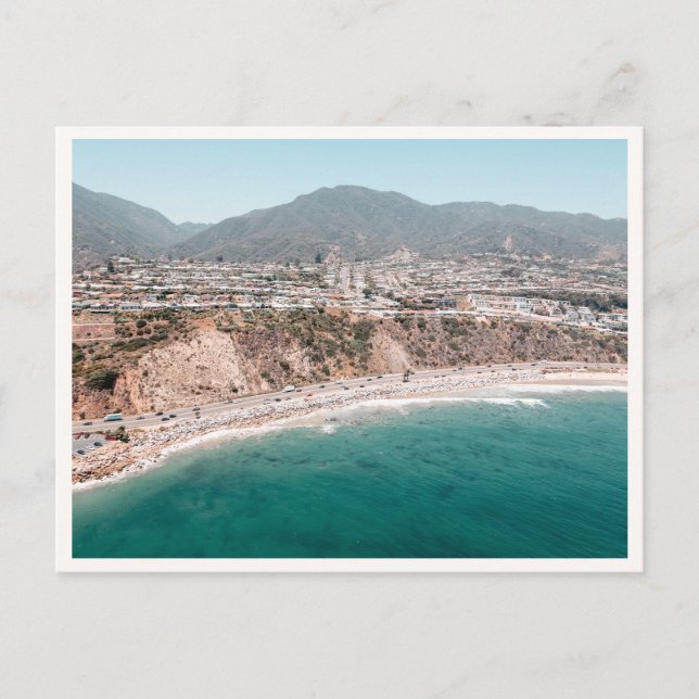 Pacific Palisades Aerial View of PCH Vykort (Framsida)