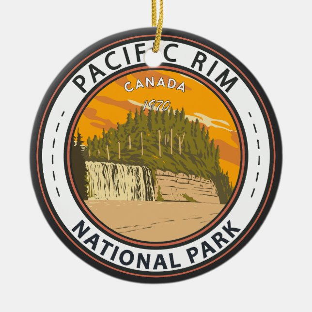 Pacific Rim National Park Reserve Canada Badge Julgransprydnad Keramik (Framsidan)