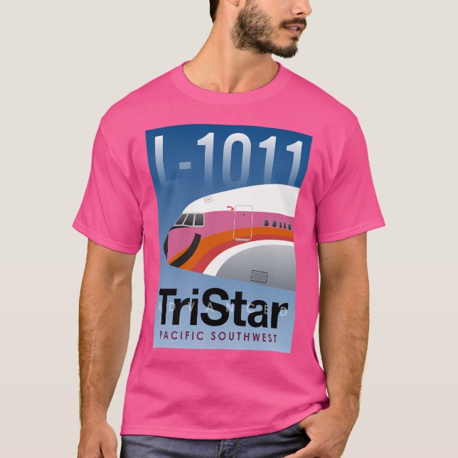 Pacific Southwest Airlines Lockheed L-1011 Tristar T Shirt (Framsida)