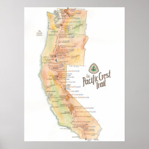 Pacific Vapensköld Trail Karta Poster