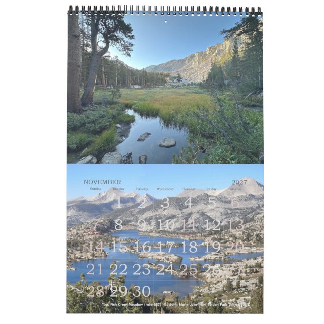 Pacific Vapensköld Trail och Mt Whitney Calendar Kalender (Nov 2027)