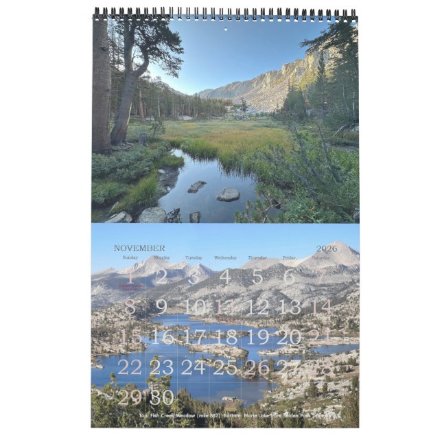 Pacific Vapensköld Trail och Mt Whitney Calendar Kalender (Nov 2026)