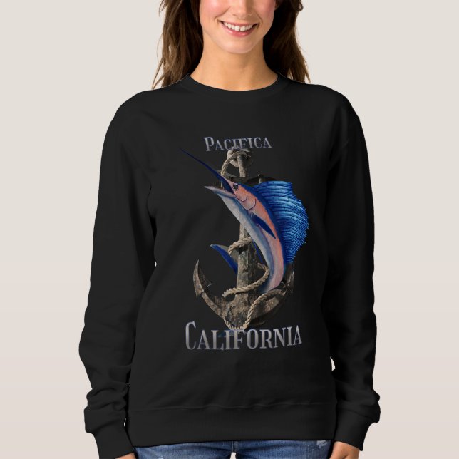 Pacifica California Swordfish Marlin Ocean Fishing T Shirt (Framsida)