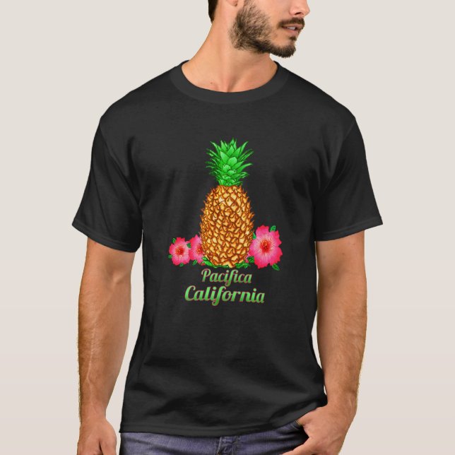 Pacifica Kalifornien Ca Ananas Blommig   T Shirt (Framsida)