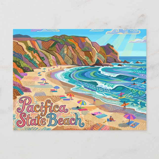 Pacifica State Beach Kalifornien Vykort (Framsida)