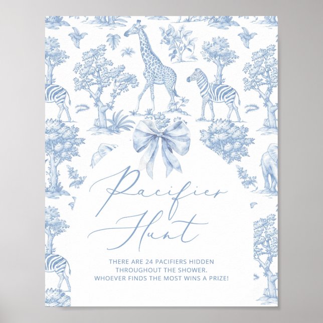 Pacifier Hunt Toile de Jouy Safari animals Poster (Framsidan)