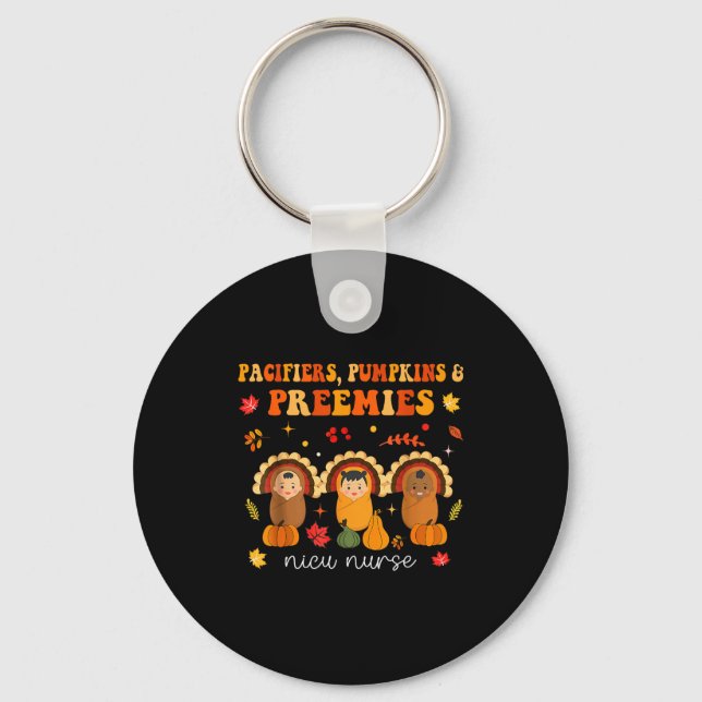 Pacifiers Pumpkins Preemies Nicu Nurse Gift  Nyckelring (Framsida)