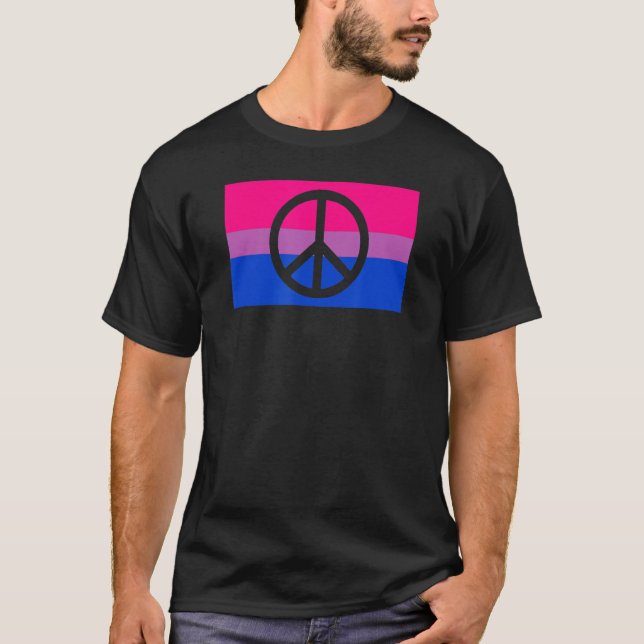 Pacifist Fredstecken Protest Hippie Gay Bisexual P T Shirt (Framsida)