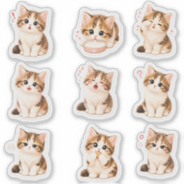 Pack de Stickers Gatito Tierno y Expresivo Klistermärken