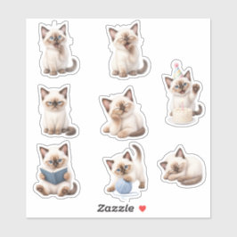 Pack de Stickers Gatito Tierno y Expresivo Klistermärken