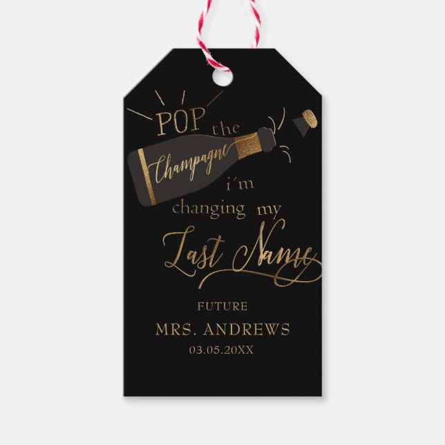 Packa champagnen jag byter efternamn! presentetikett (Framsidan)