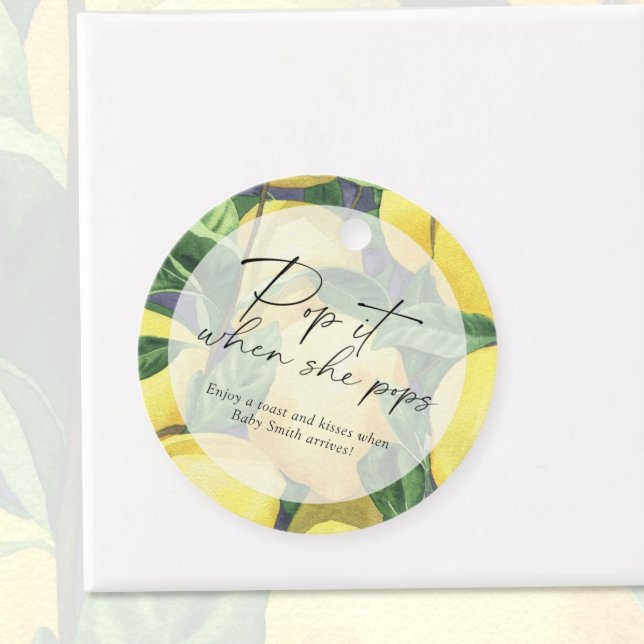 Packa det när hon poppar - citruscitron - gåvor etiketter (Skapare uppladdad)