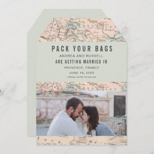 Packa din väska Europa Karta, destinationsbröllop Spara Datumet