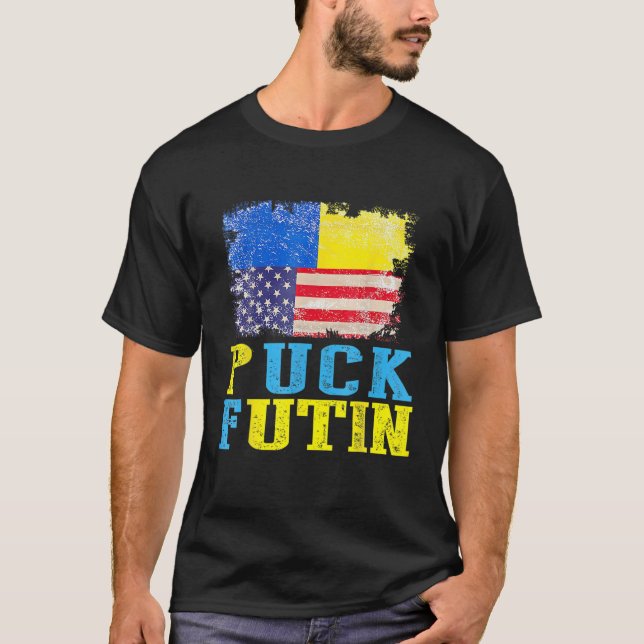 Packa Futin Memid jag står med Ukraina Lov T Shirt (Framsida)