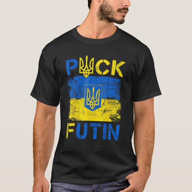 Packa Futin Memid jag står med Ukraina Lov T Shirt (Framsida)