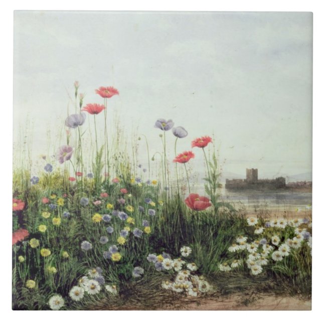 Packa ihop av sommarblommor kakelplatta (Framsidan)